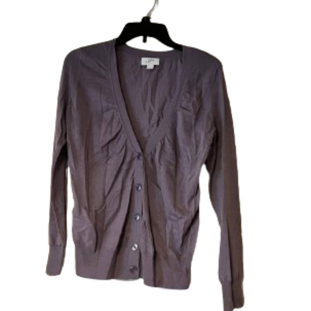 Loft Lilac 69% Wool Long Sleeve Cardigan Sweater - Medium